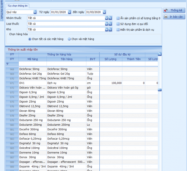 Tổng hợp xuất nhập tồn